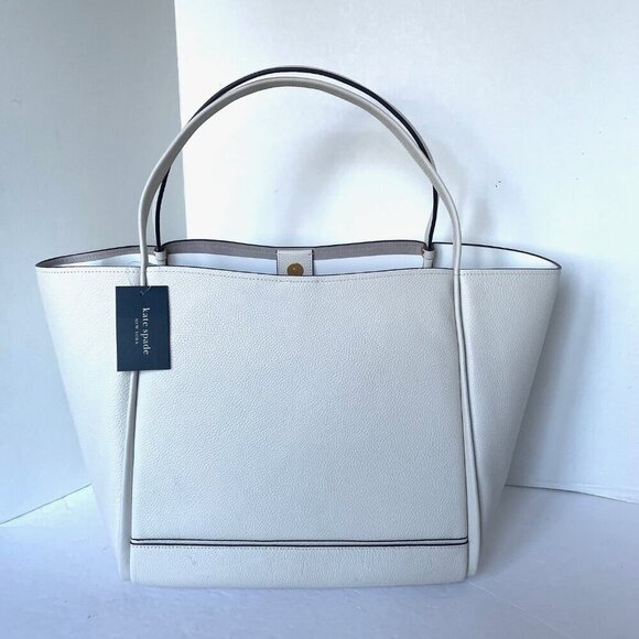 Kate Spade Gramercy Extra Large White Tote Pebbled Roomy Soft Shoulder Bag - Picture 3 of 11
